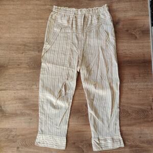 Isabel Marant Tie Waist Pants Womens 36 US‎ 4 Cream Stripe Cupro SIlk Cottage